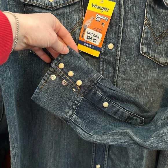 Wrangler Western Denim Pearl Snap Shirt - Picture 2 of 5